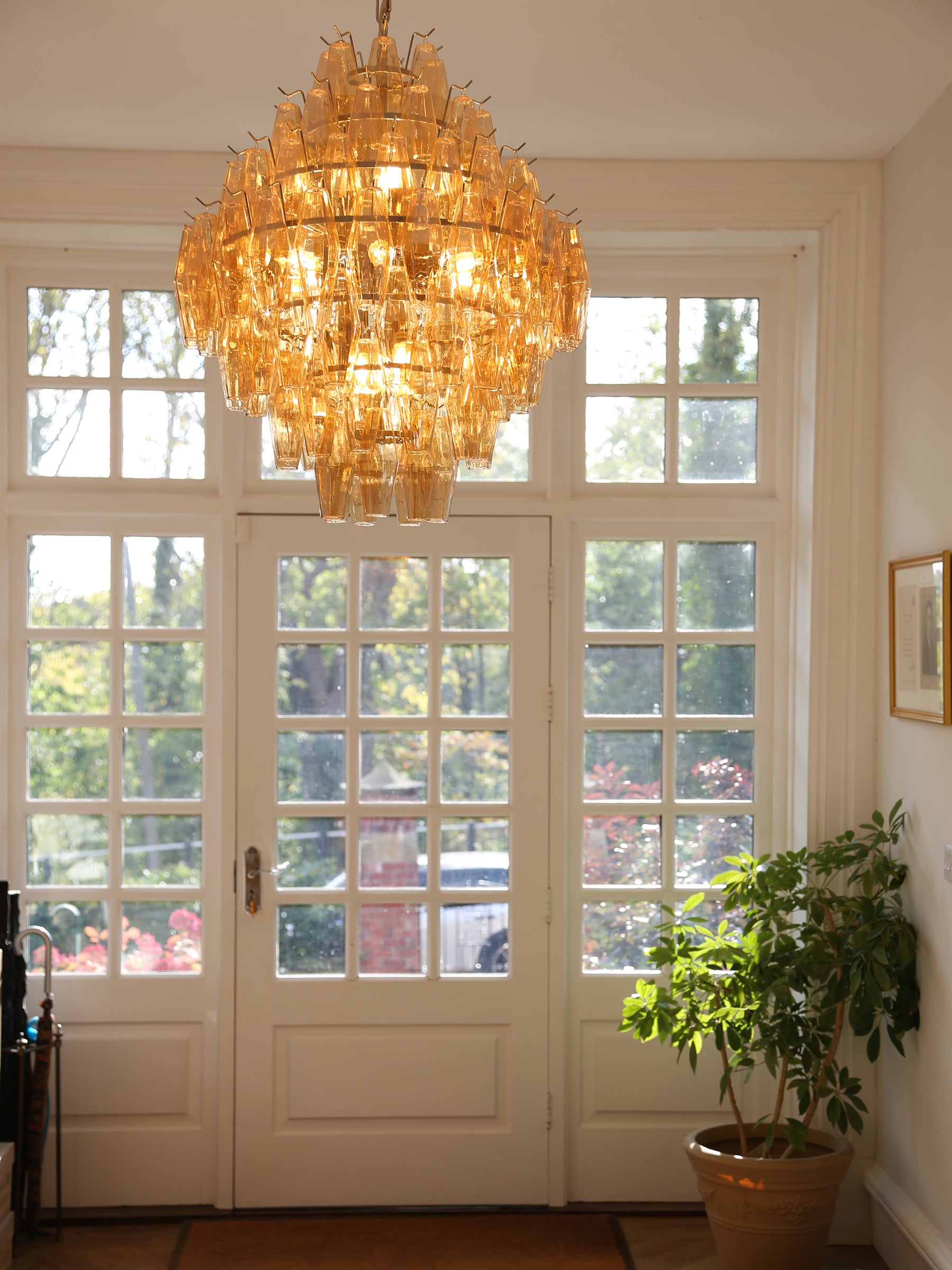 Cascading Glass Chandelier - Golden Amber