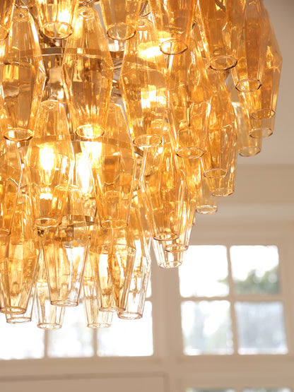 Cascading Glass Chandelier - Golden Amber