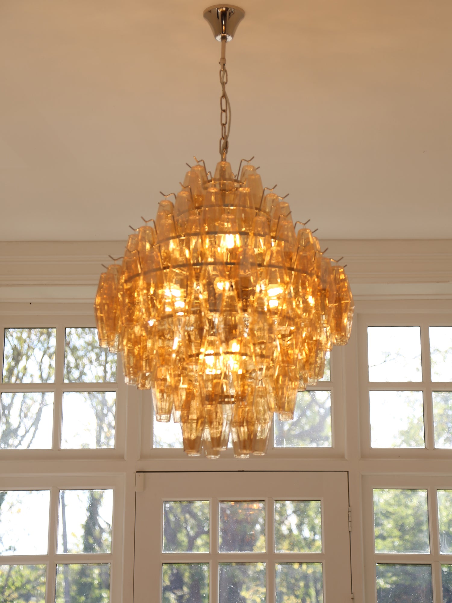 Cascading Glass Chandelier - Golden Amber