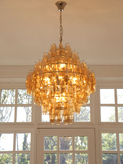 Cascading Glass Chandelier - Golden Amber