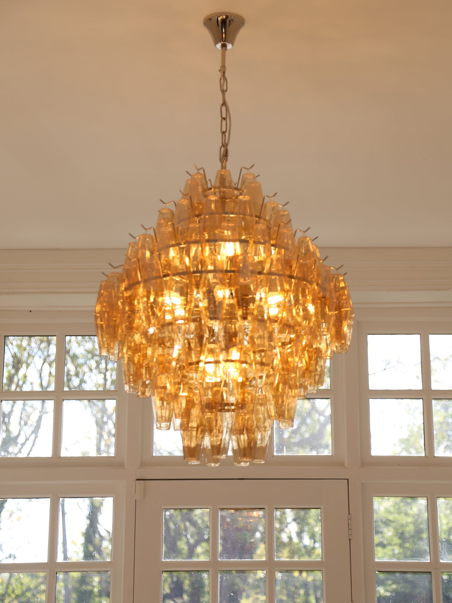 Cascading Glass Chandelier - Golden Amber