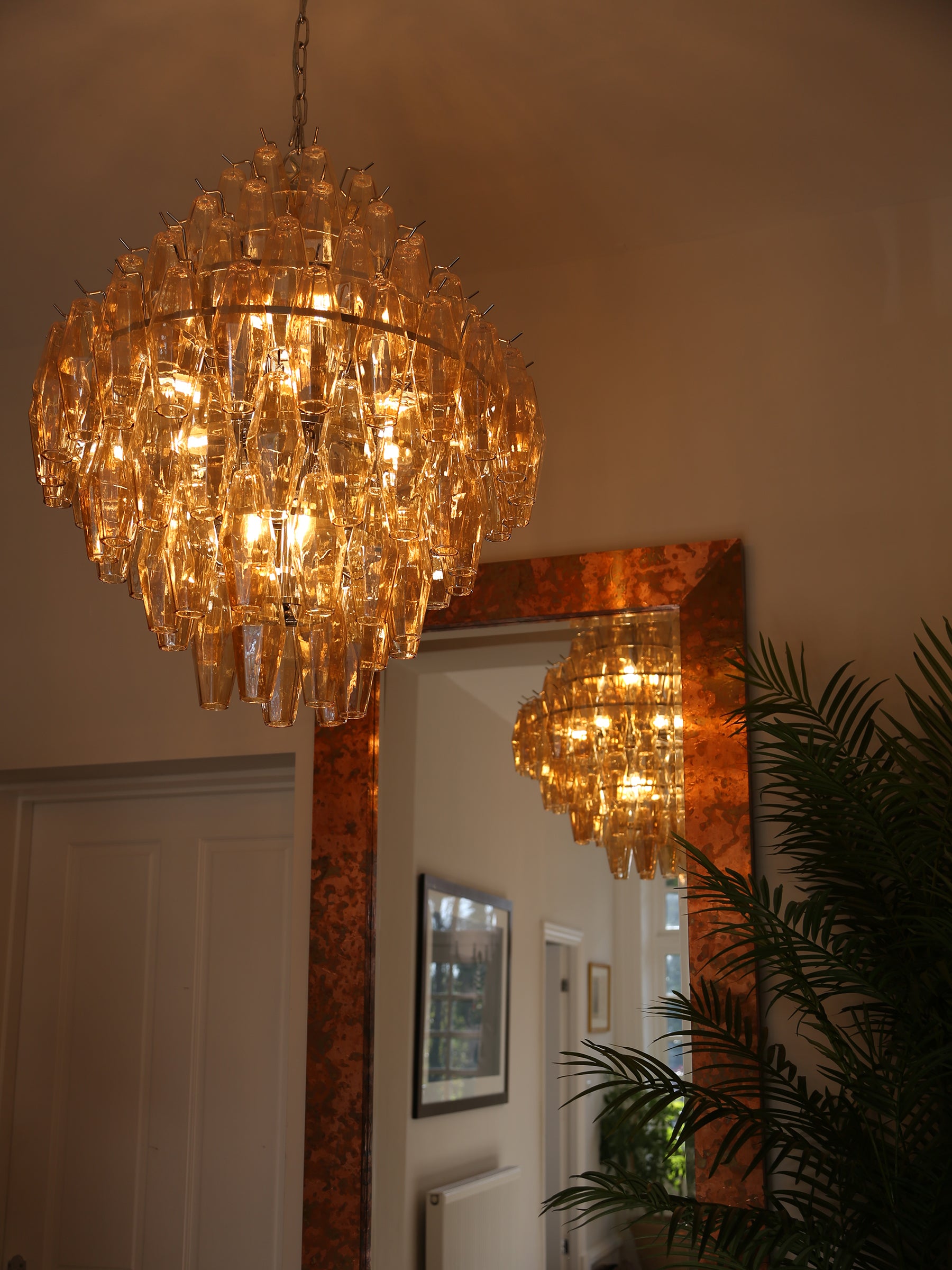 Cascading Glass Chandelier - Golden Amber