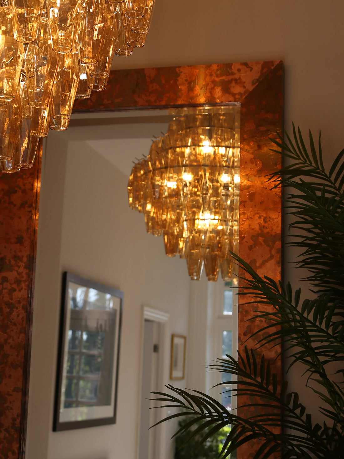 Hammered Copper Frame Mirror - 209x87cm