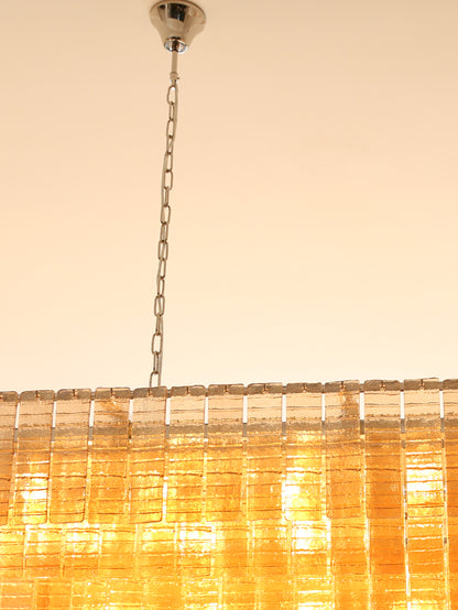Cascading Textured Glass Chandelier - Golden Amber