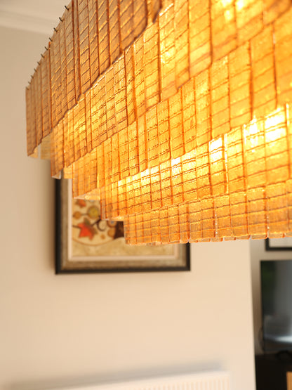 Cascading Textured Glass Chandelier - Golden Amber