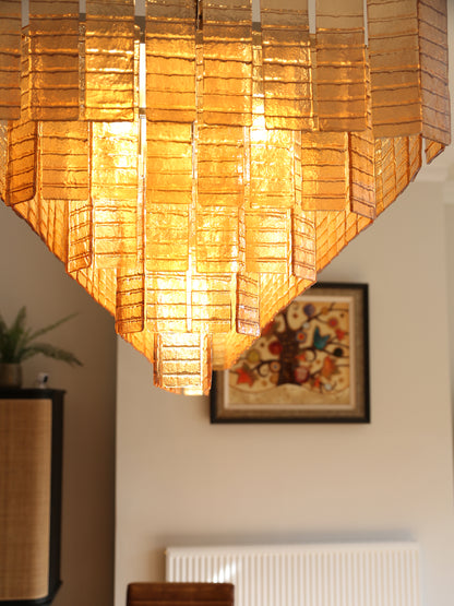 Cascading Textured Glass Chandelier - Golden Amber