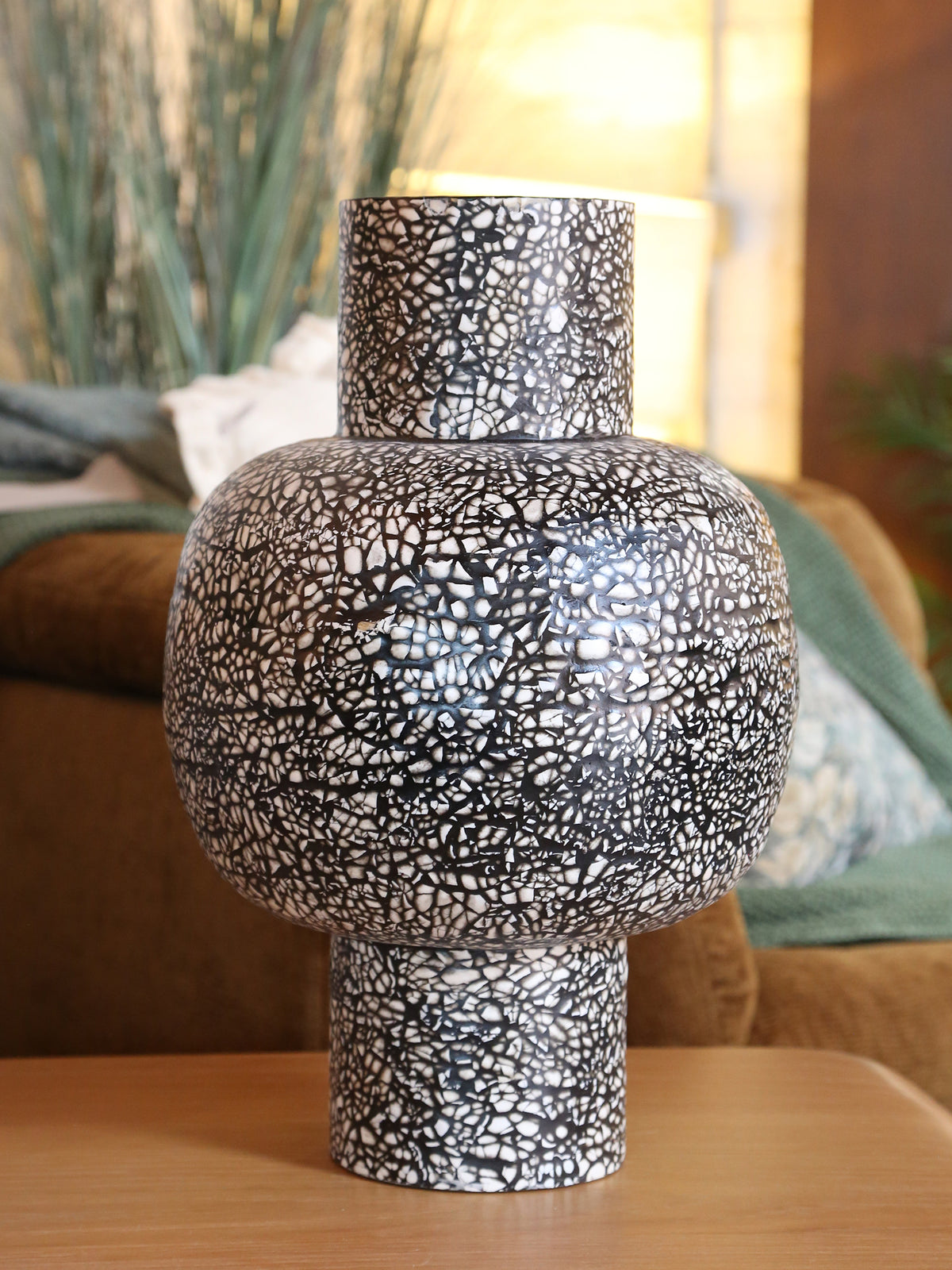 Girona Bamboo Speckled Vase - Tonal, Black - 30x45 cm