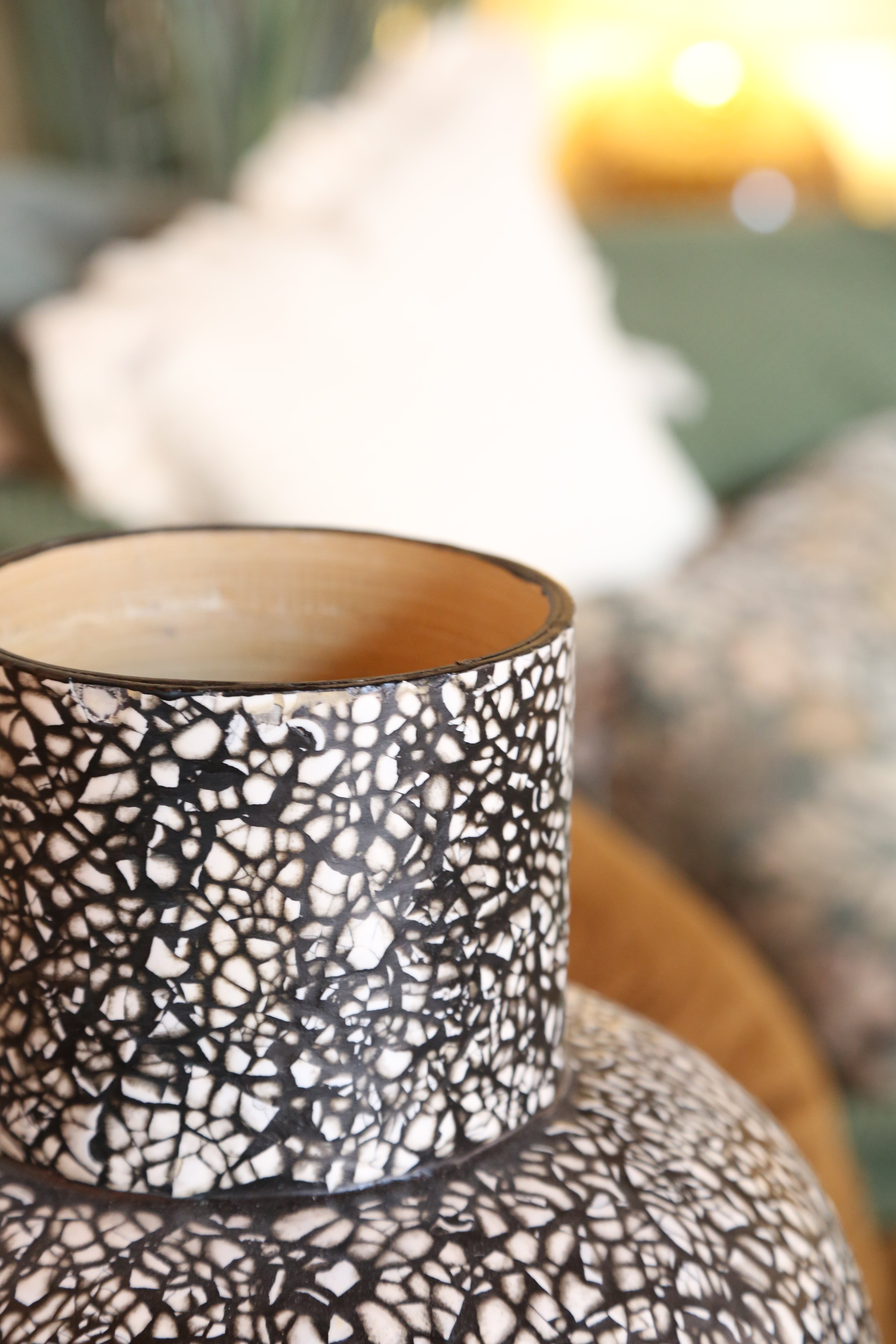 Girona Bamboo Speckled Vase - Tonal, Black - 30x45 cm