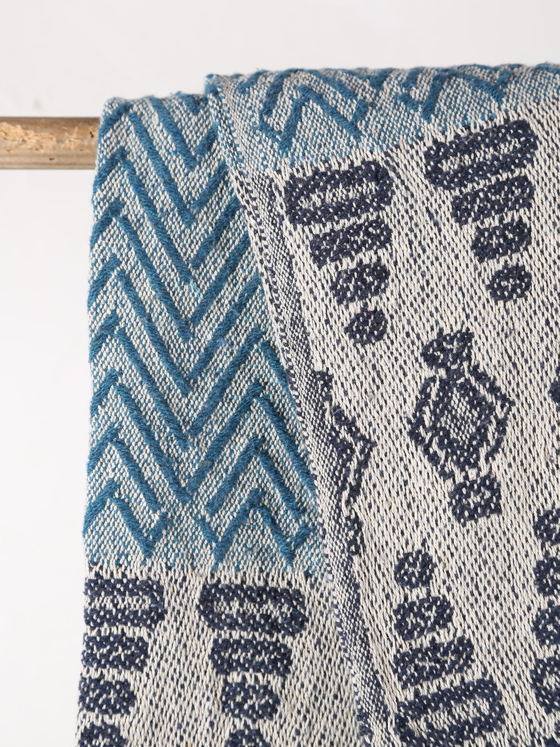 Milas Throw - Patterned - Recycled Cotton - Blue