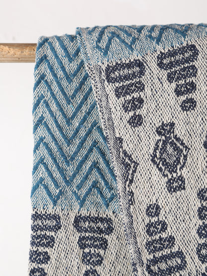 Milas Throw - Patterned - Recycled Cotton - Blue