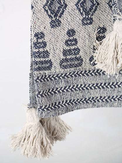Milas Throw - Patterned - Recycled Cotton - Blue