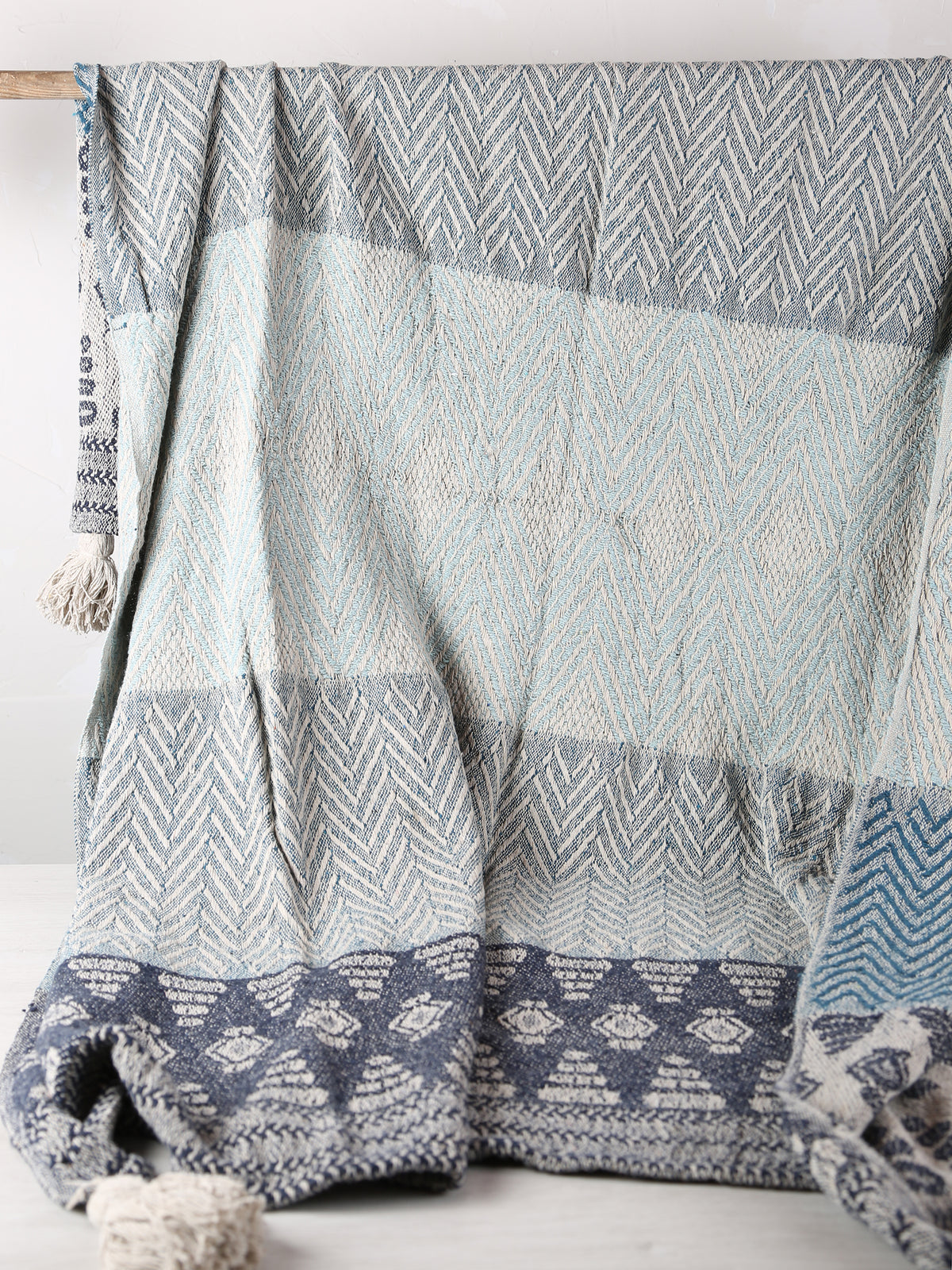 Milas Throw - Patterned - Recycled Cotton - Blue