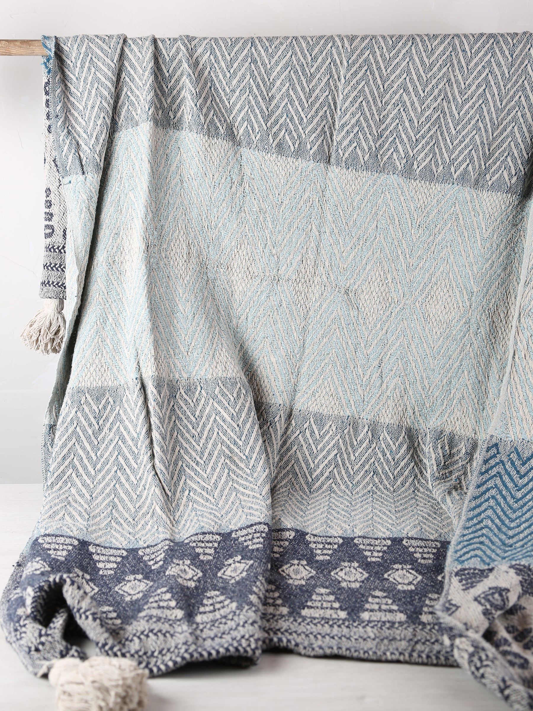 Milas Throw - Patterned - Recycled Cotton - Blue