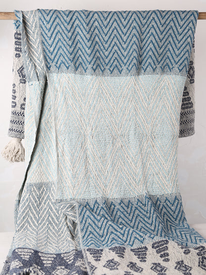 Milas Throw - Patterned - Recycled Cotton - Blue