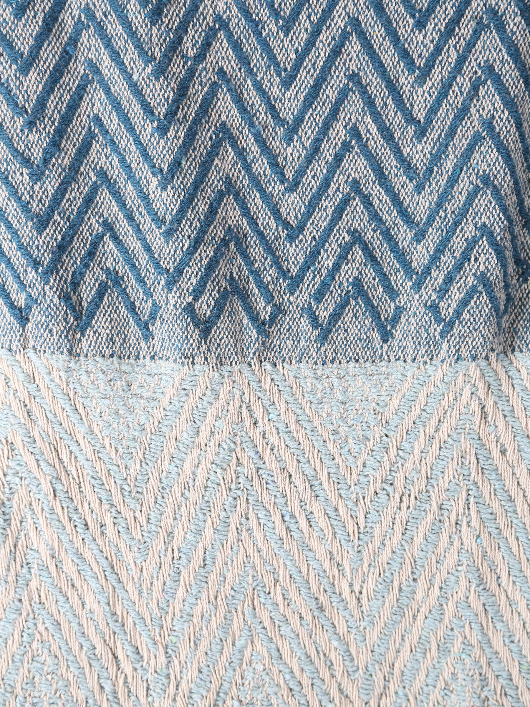 Milas Throw - Patterned - Recycled Cotton - Blue