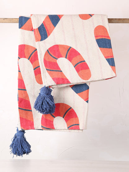 Candice Throw - Patterned - Recycled Cotton - Candy Canes