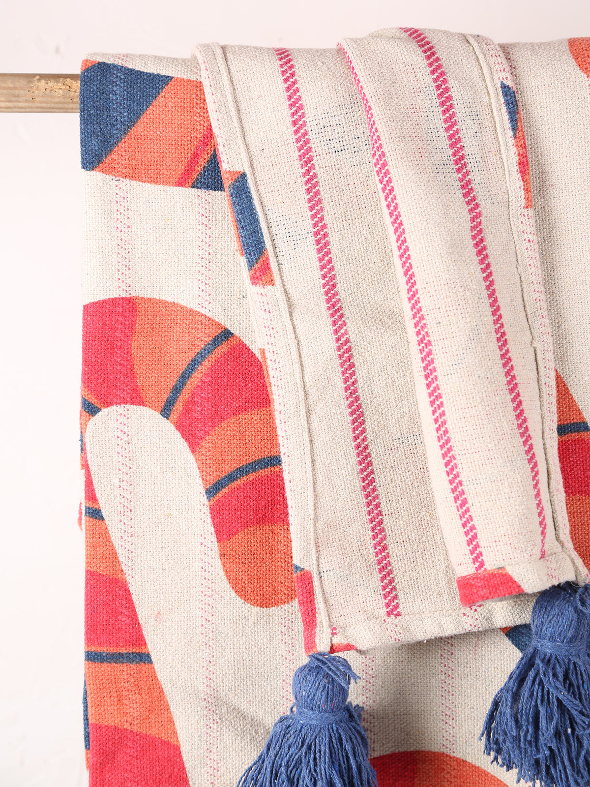 Candice Throw - Patterned - Recycled Cotton - Candy Canes
