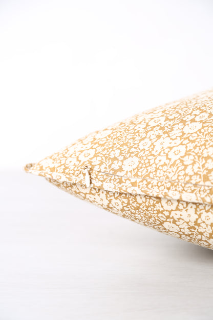 Rua Block Print Inspired Cushion - Caramel, Ochre