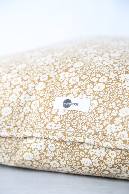 Rua Block Print Inspired Cushion - Caramel, Ochre