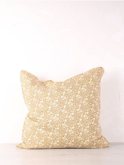 Rua Block Print Inspired Cushion - Caramel, Ochre