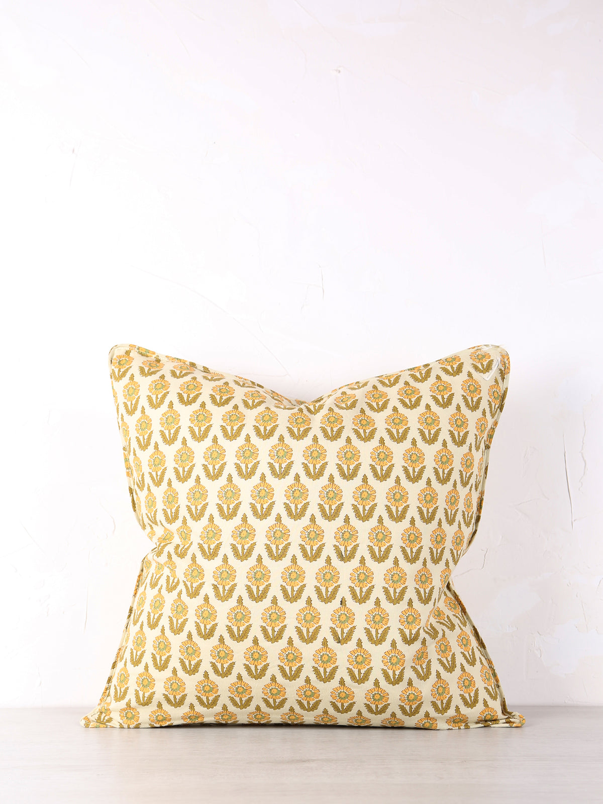 Eila Block Print Inspired Cushion - Ochre