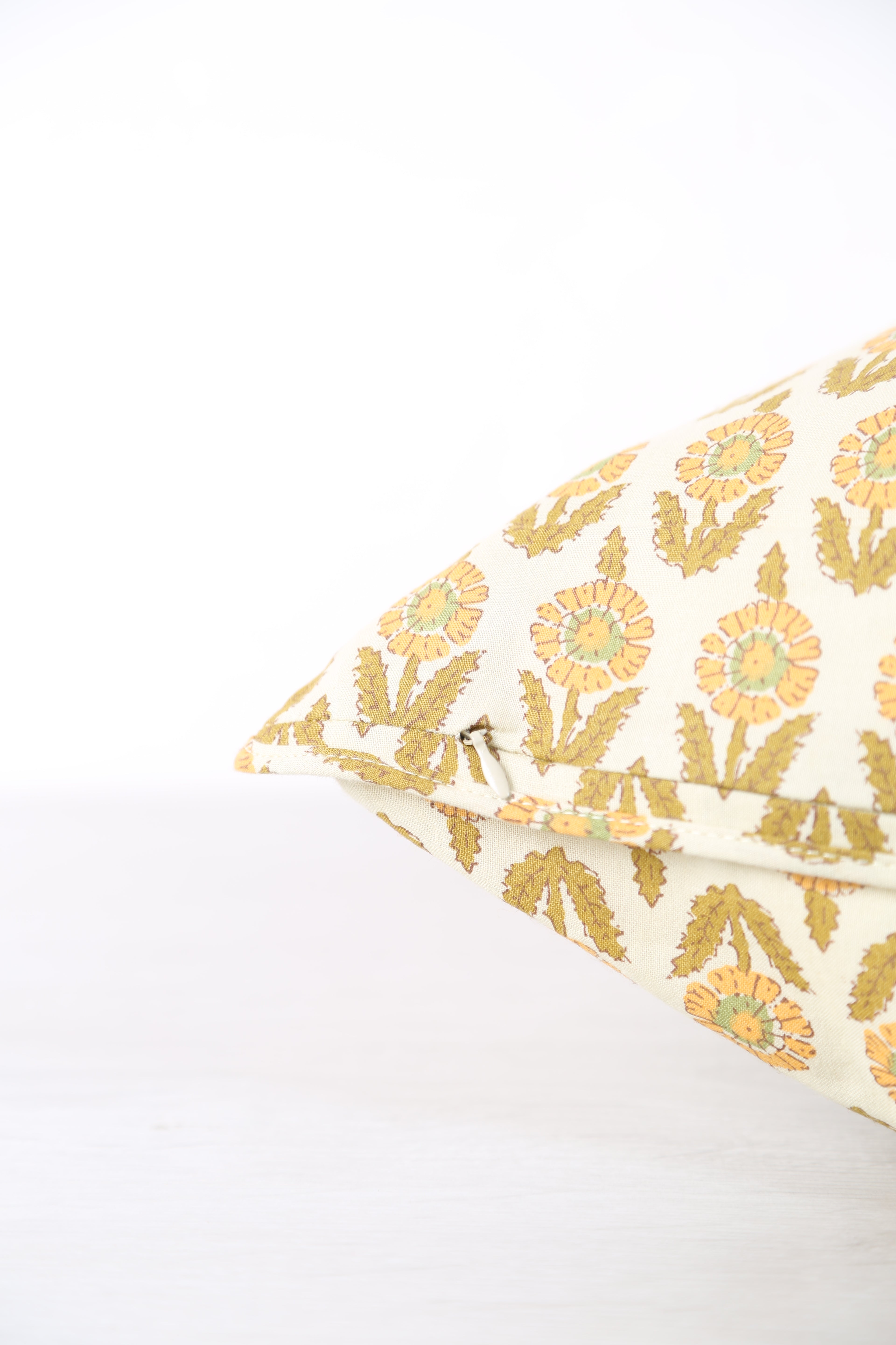 Eila Block Print Inspired Cushion - Ochre