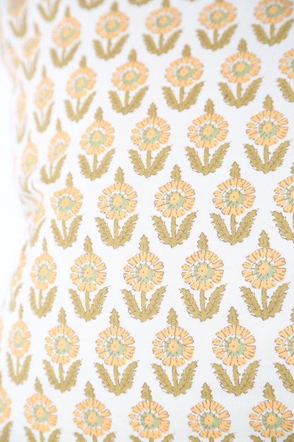 Eila Block Print Inspired Cushion - Ochre