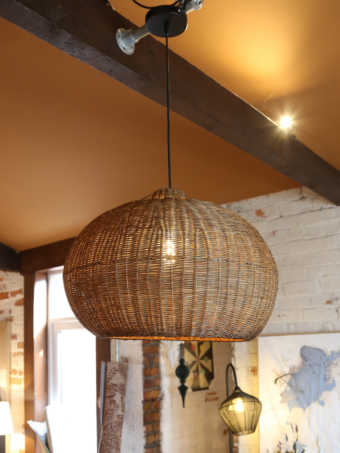 Melzor Hanging lamp - Rattan, Dark Brown - 55x40.5cm