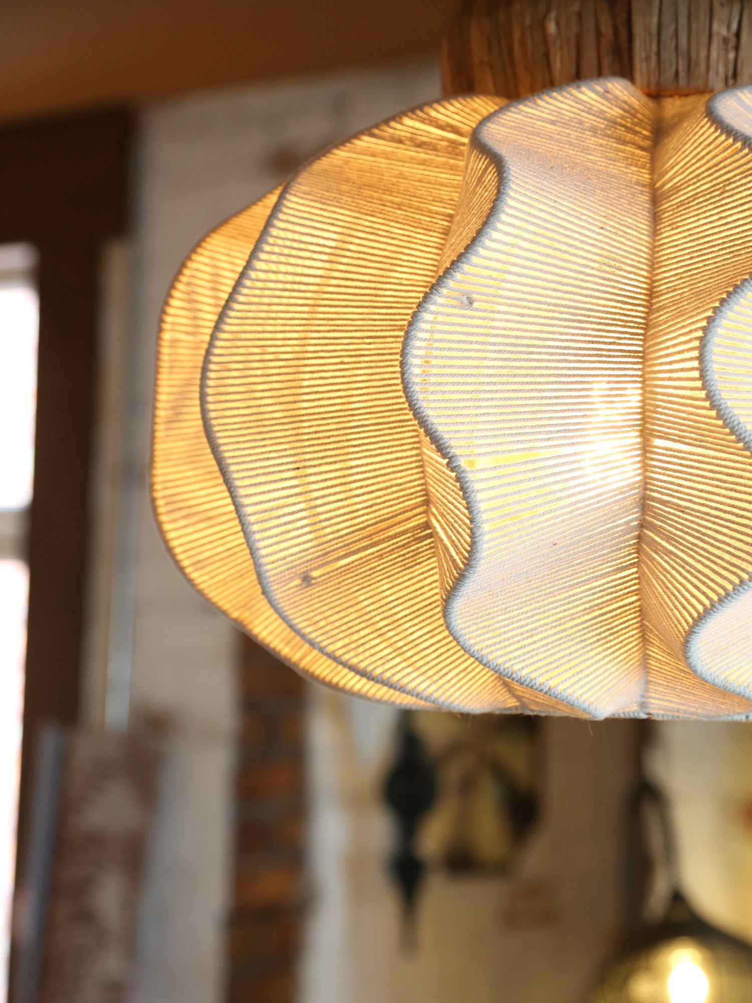 Large Seagrass Rattan Ceiling Light - Linen