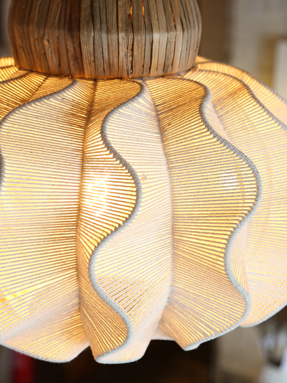Large Seagrass Rattan Ceiling Light - Linen