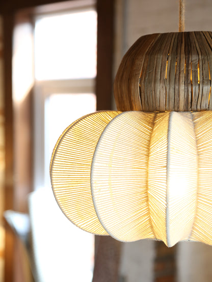 Rattan Ceiling Light with Linen