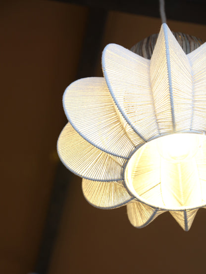 Rattan Ceiling Light with Linen
