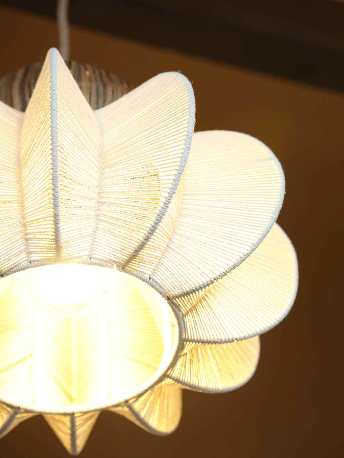 Rattan Ceiling Light with Linen
