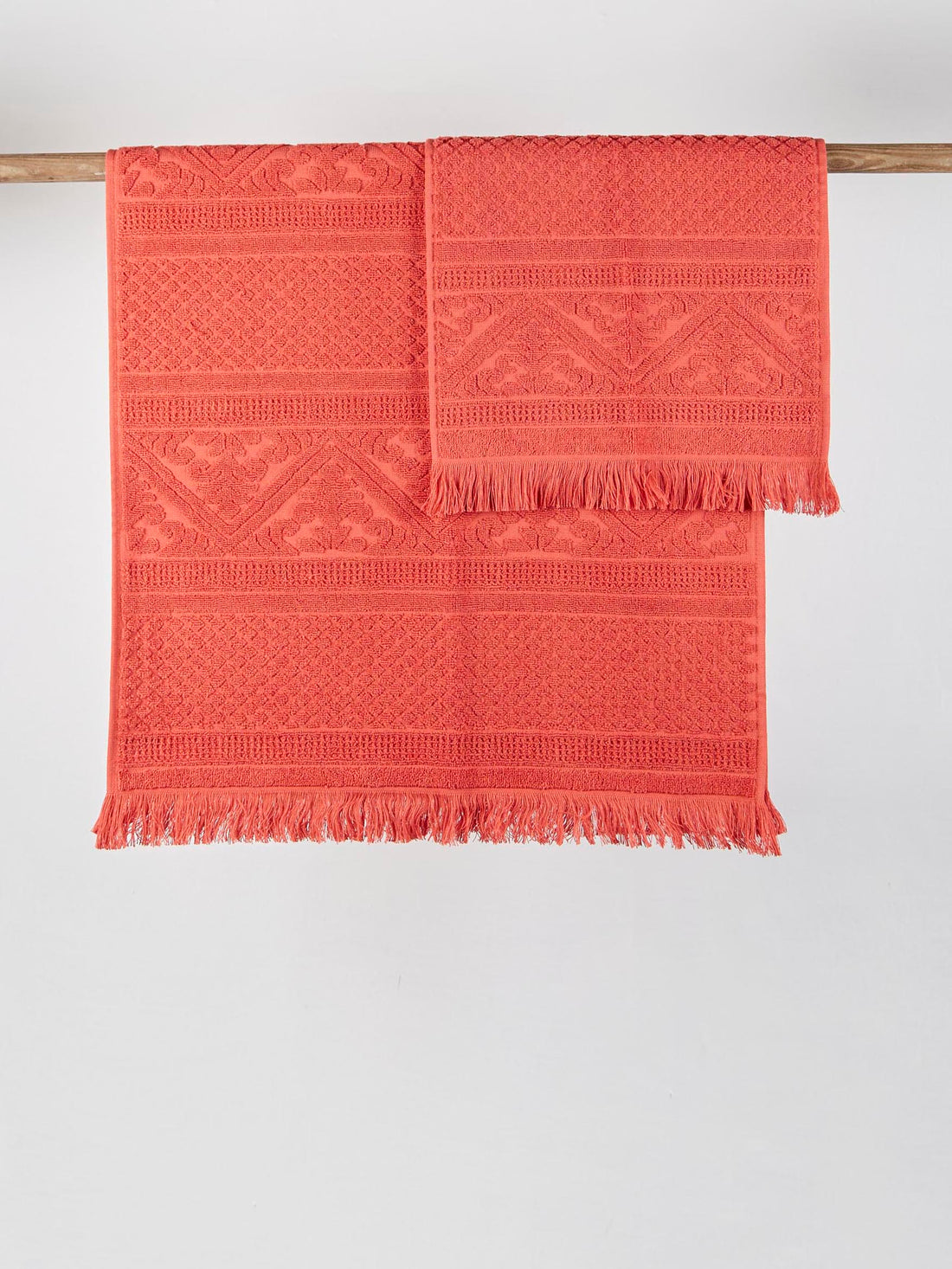 Embossed Jacquard Towel in Brick - 4 Sizes Available