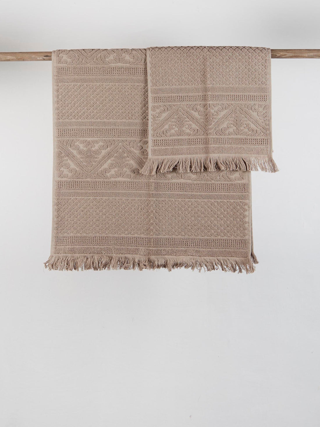 Embossed Jacquard Towel in Chamois - 4 Sizes Available