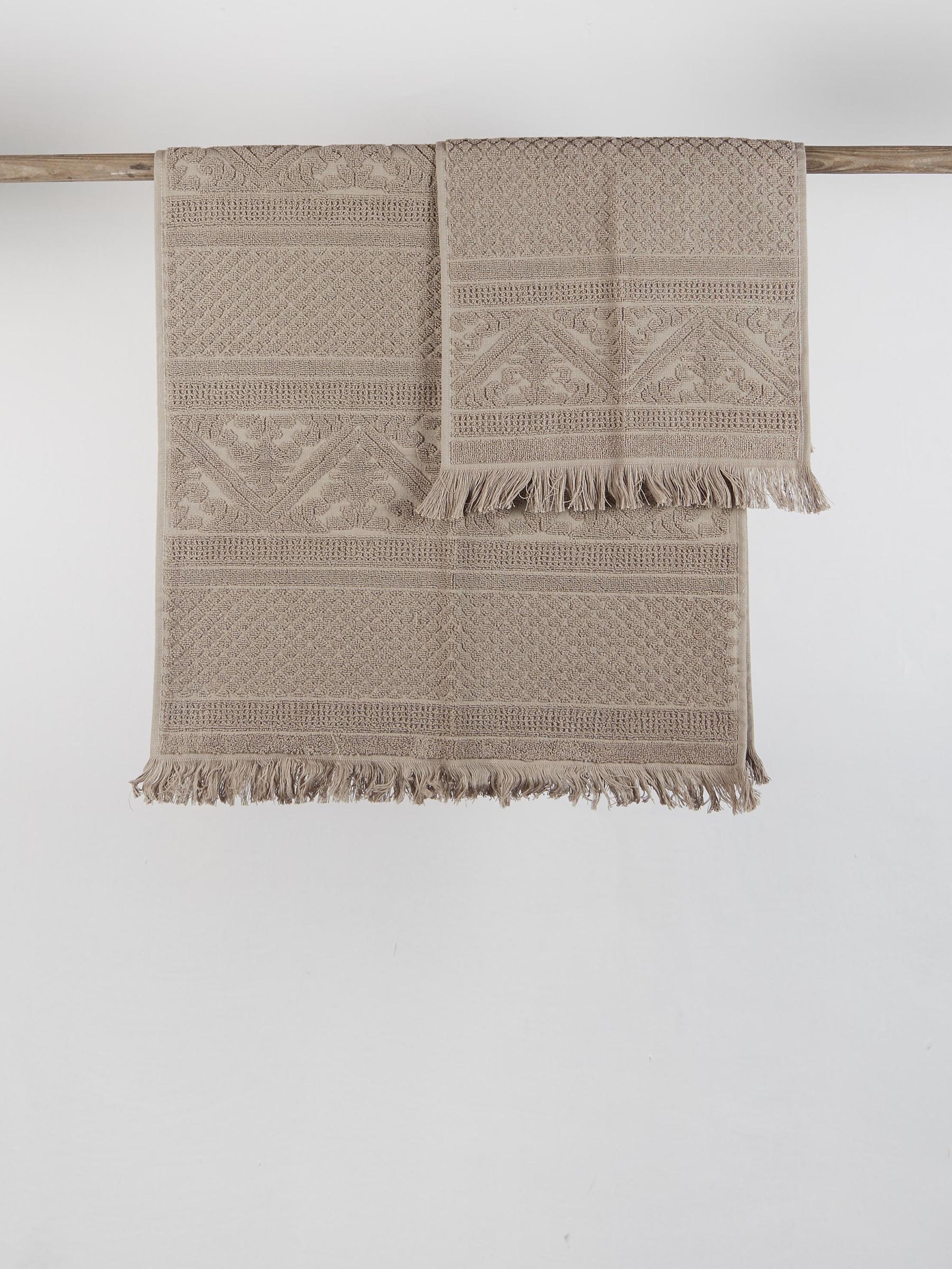 Embossed Jacquard Towel in Chamois - 4 Sizes Available