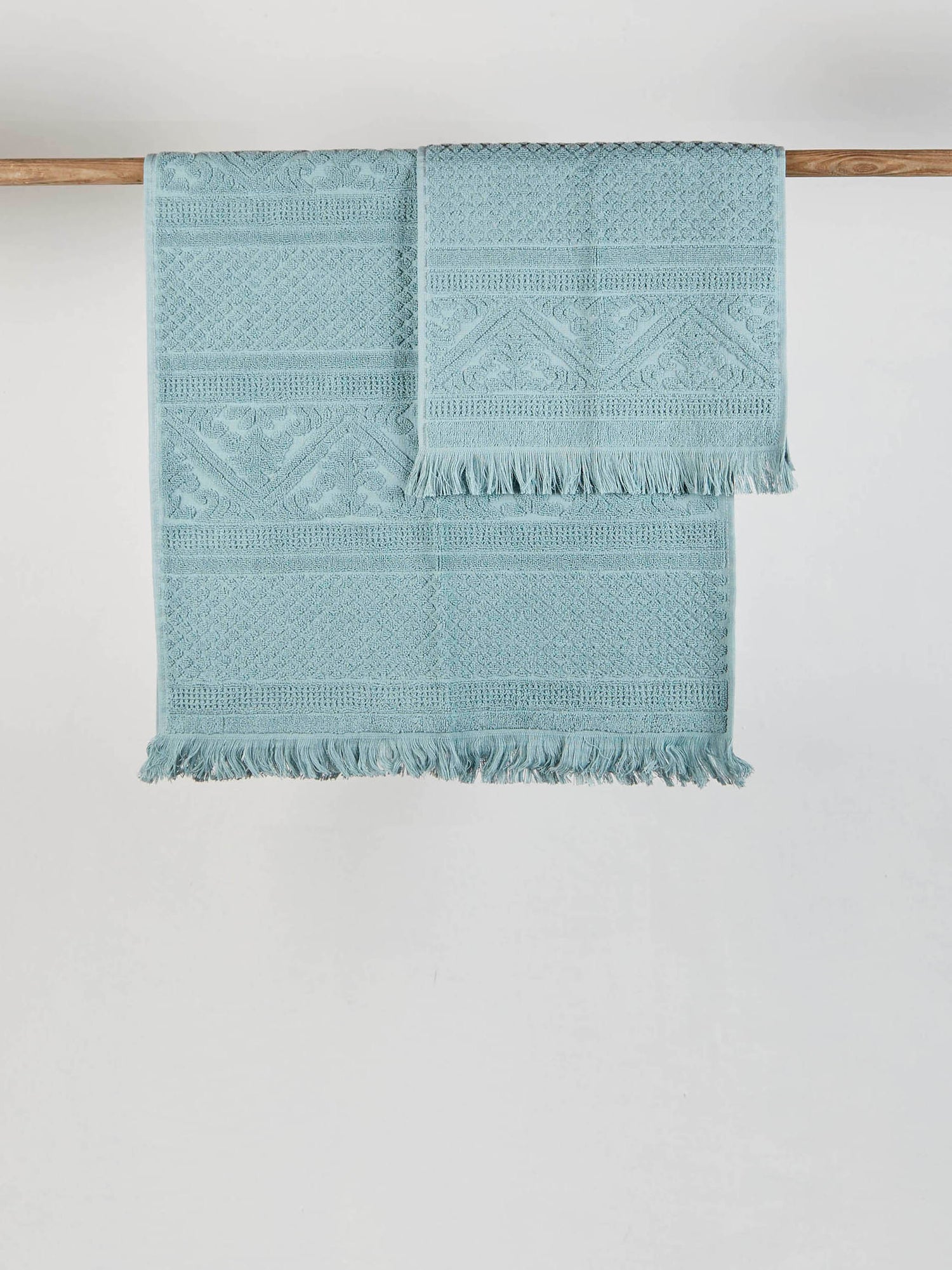 Embossed Jacquard Towel in Vert de Gris - 4 Sizes Available