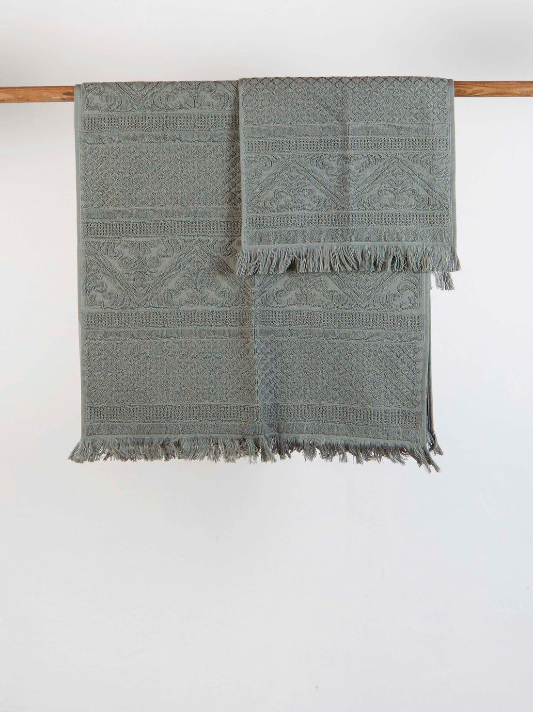 Embossed Jacquard Towel in Thyme Green - 4 Sizes Available
