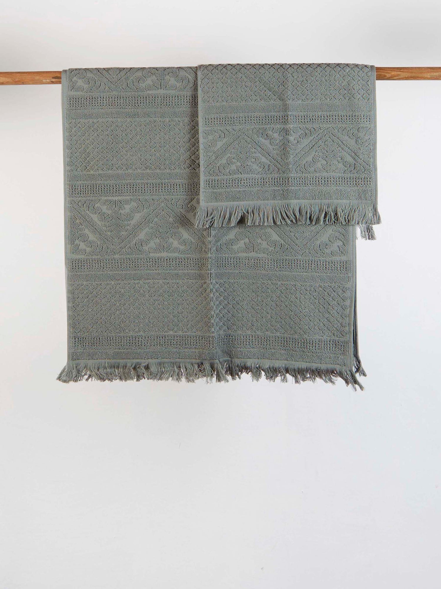 Embossed Jacquard Towel in Thyme Green - 4 Sizes Available