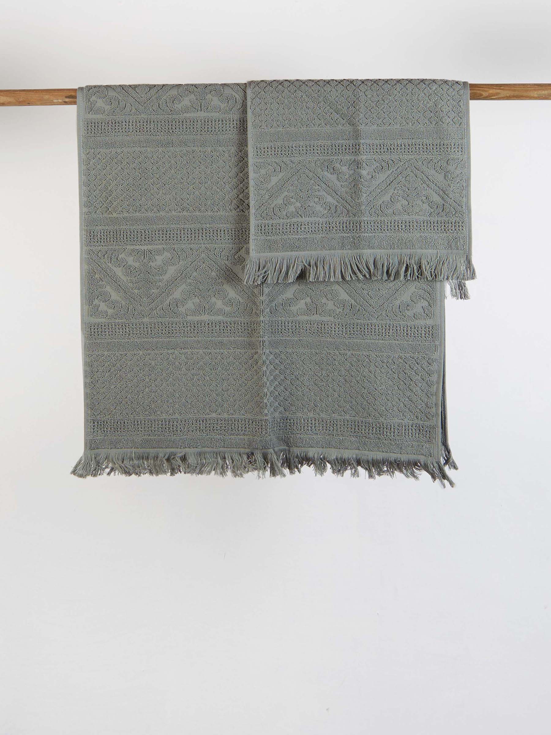 Embossed Jacquard Towel in Thyme Green - 4 Sizes Available