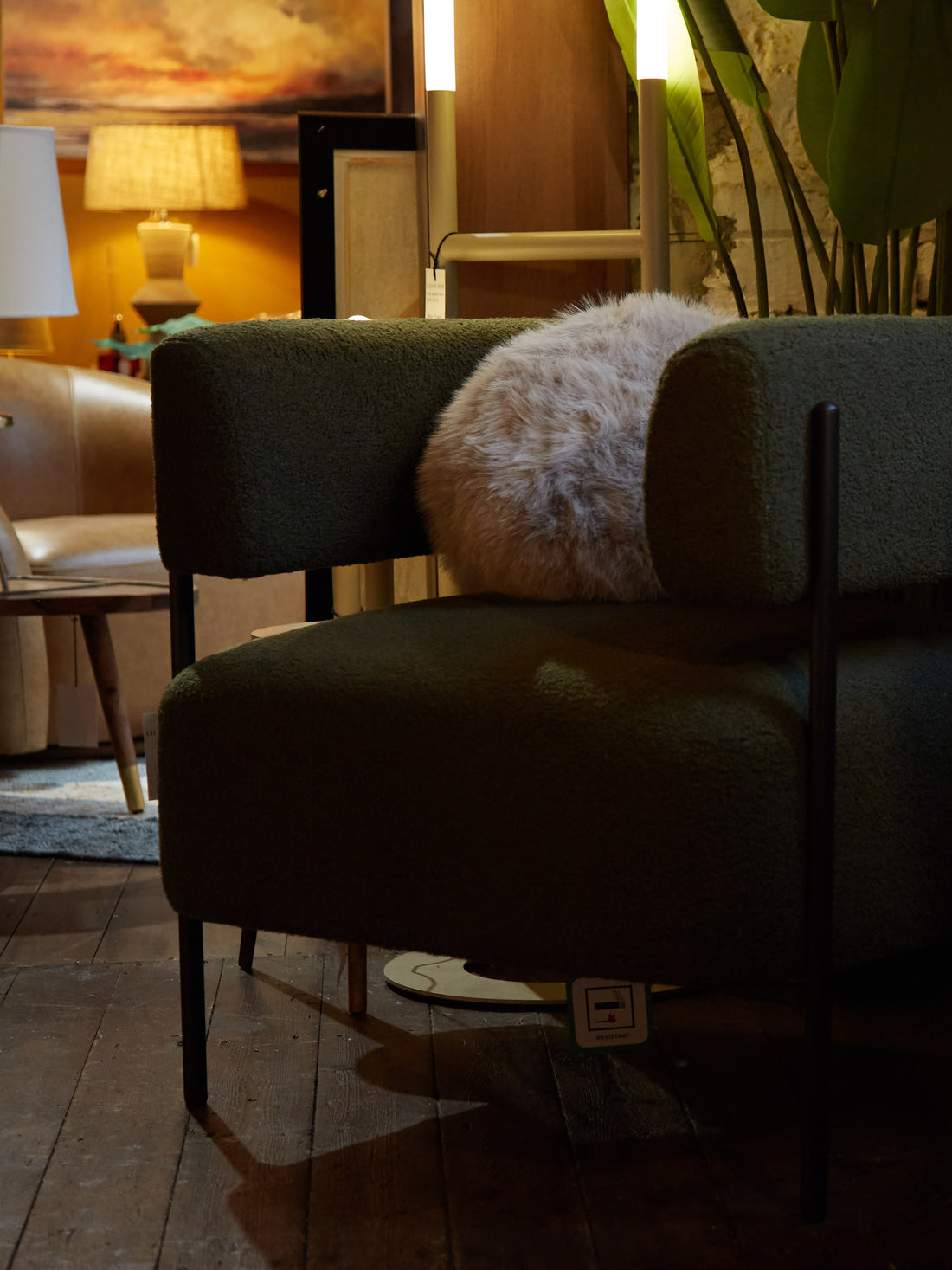 Ayla Green Boucle Accent Chair