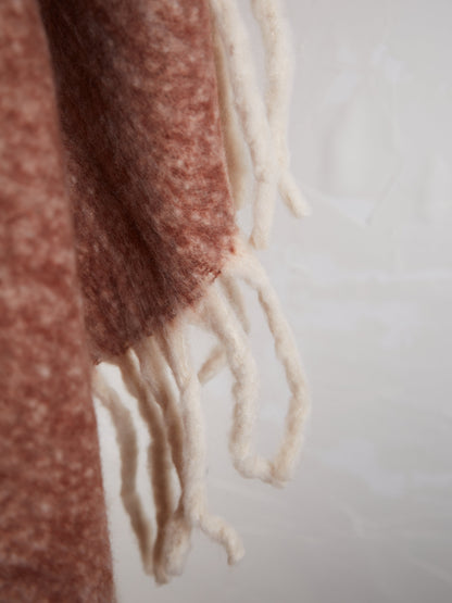 Isabel Recycled Fringed Stripe Throw - Rust