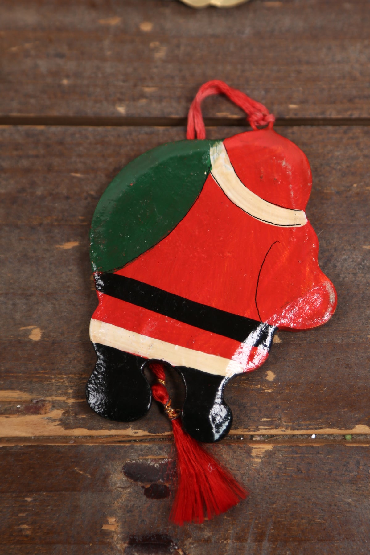 Hand Painted Wooden Santa Ornament