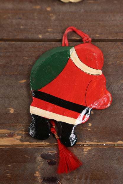 Hand Painted Wooden Santa Ornament