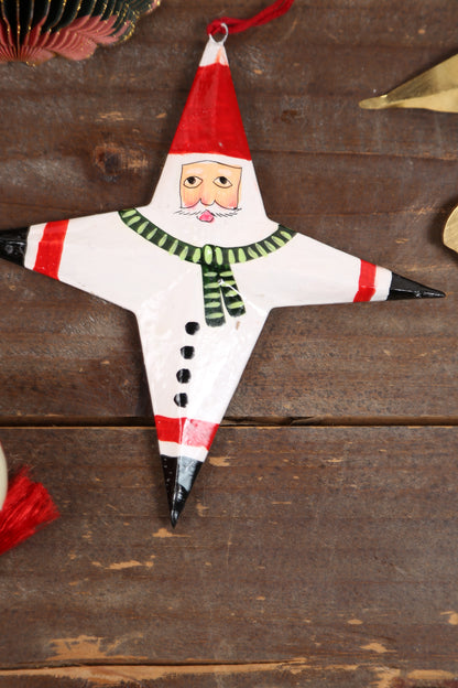 Hand Painted Santa North Star Ornament