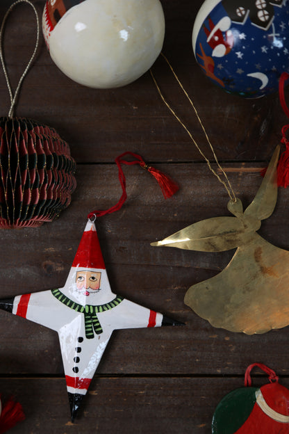 Hand Painted Santa North Star Ornament
