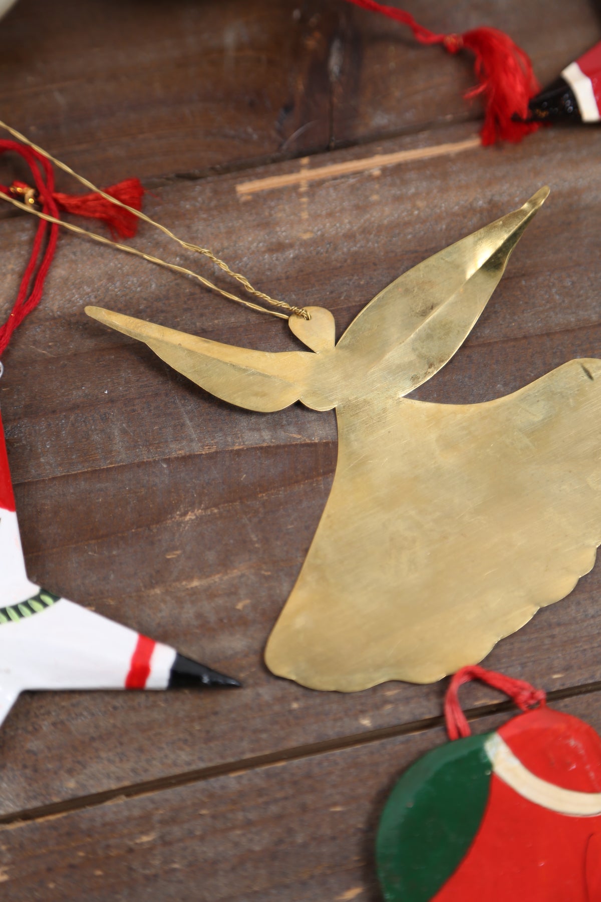 Hanging Rustic Brass Angel Ornament
