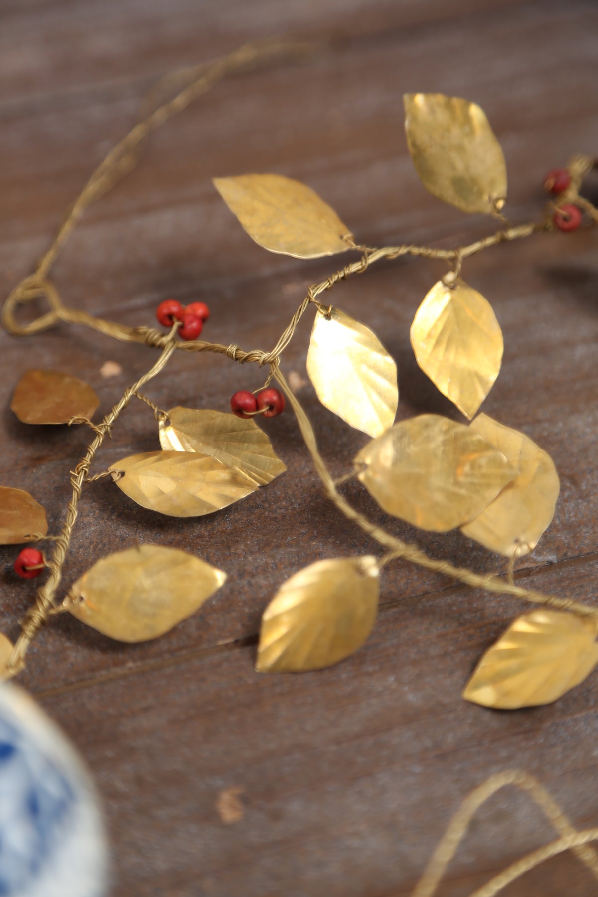 Brass Hanging Branch with Beads