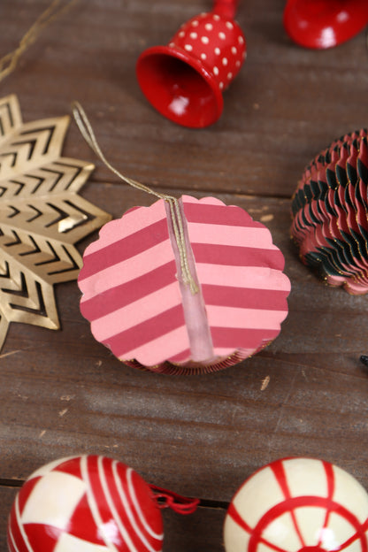 Striped Paper Christmas Baubles - Magnetic Closure