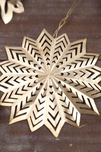 Hanging Brass Snowflakes - Set Of 3